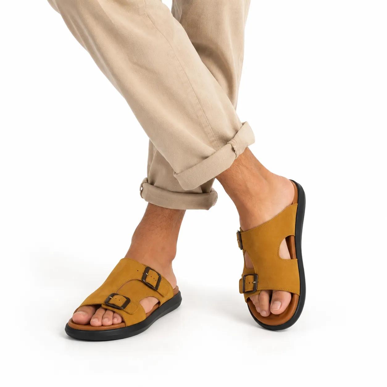 Sandales pour homme 035 tabac daim nibique    miniature